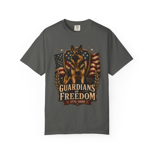 Guardians of Freedom K-9 T-Shirt — Patriotic American Flag Police Dog Tee