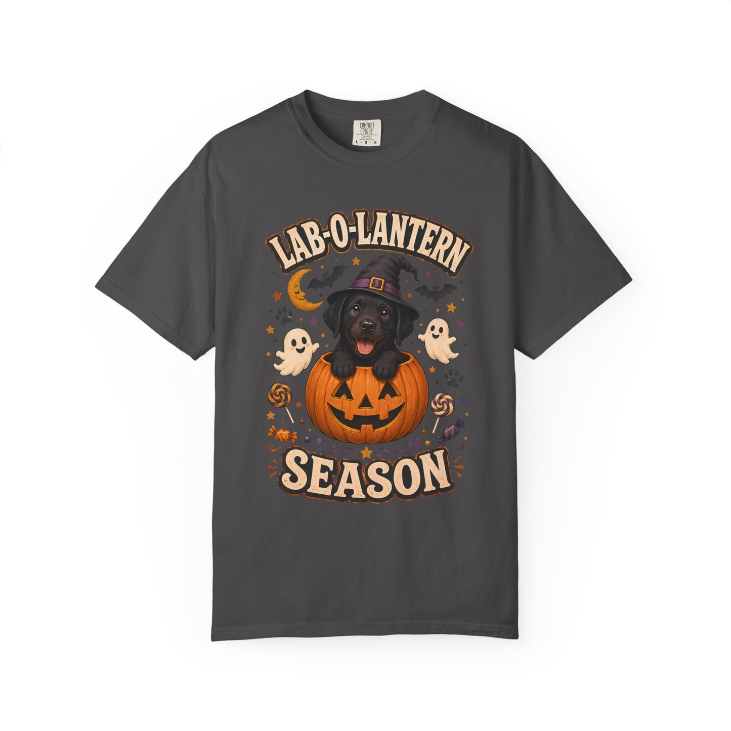 Lab-O-Lantern Season T-Shirt — Halloween Black Labrador Pumpkin Tee