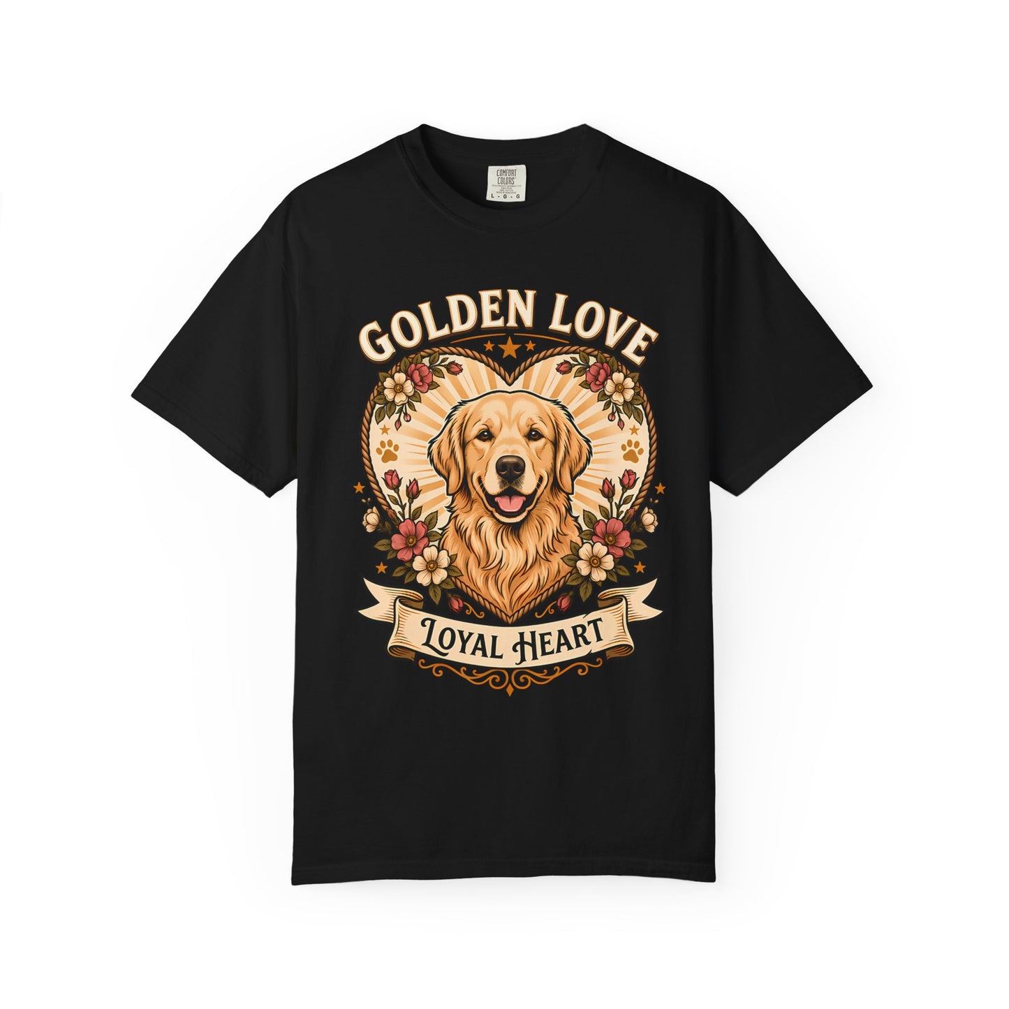 Golden Love Loyal Heart T-Shirt — Golden Retriever Dog Lover Tee