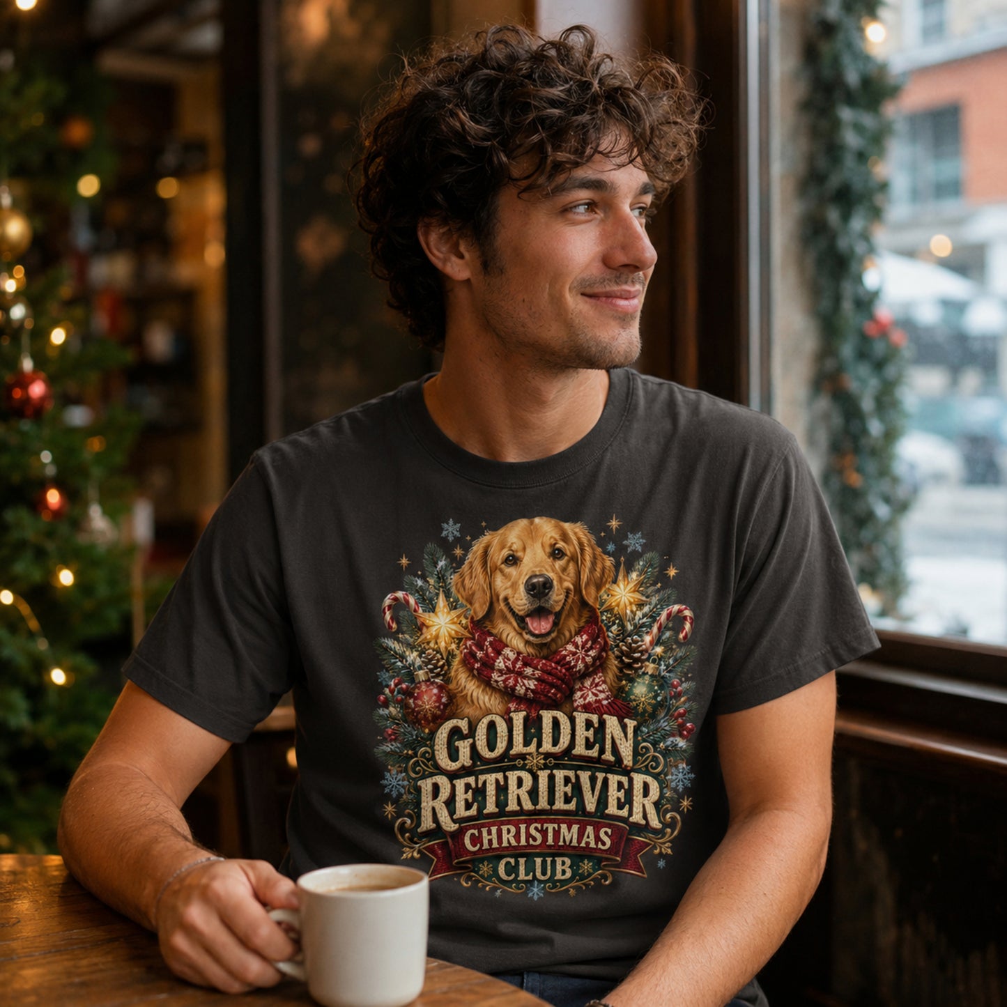 Golden Retriever Christmas T-Shirt — "Golden Retriever Christmas Club" Holiday Tee