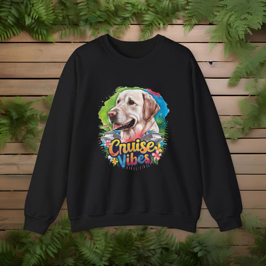 Cruise Vibes – Unisex Heavy Blend™ Crewneck Sweatshirt Featuring a Labrador 🐾🛳️🐕