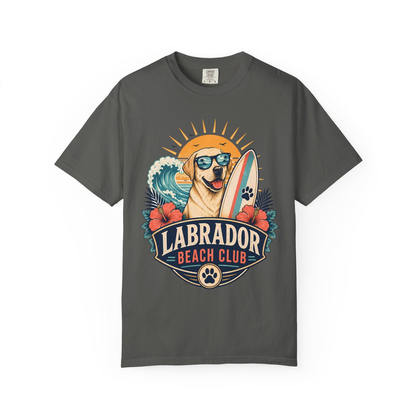 Labrador Beach Club T-Shirt — Surfing Dog Graphic Tee