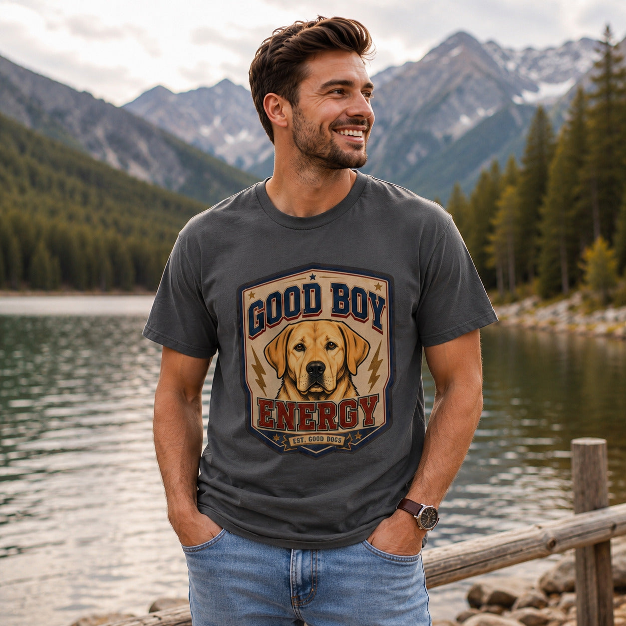 Good Boy Energy T-Shirt — Vintage Labrador Graphic Tee