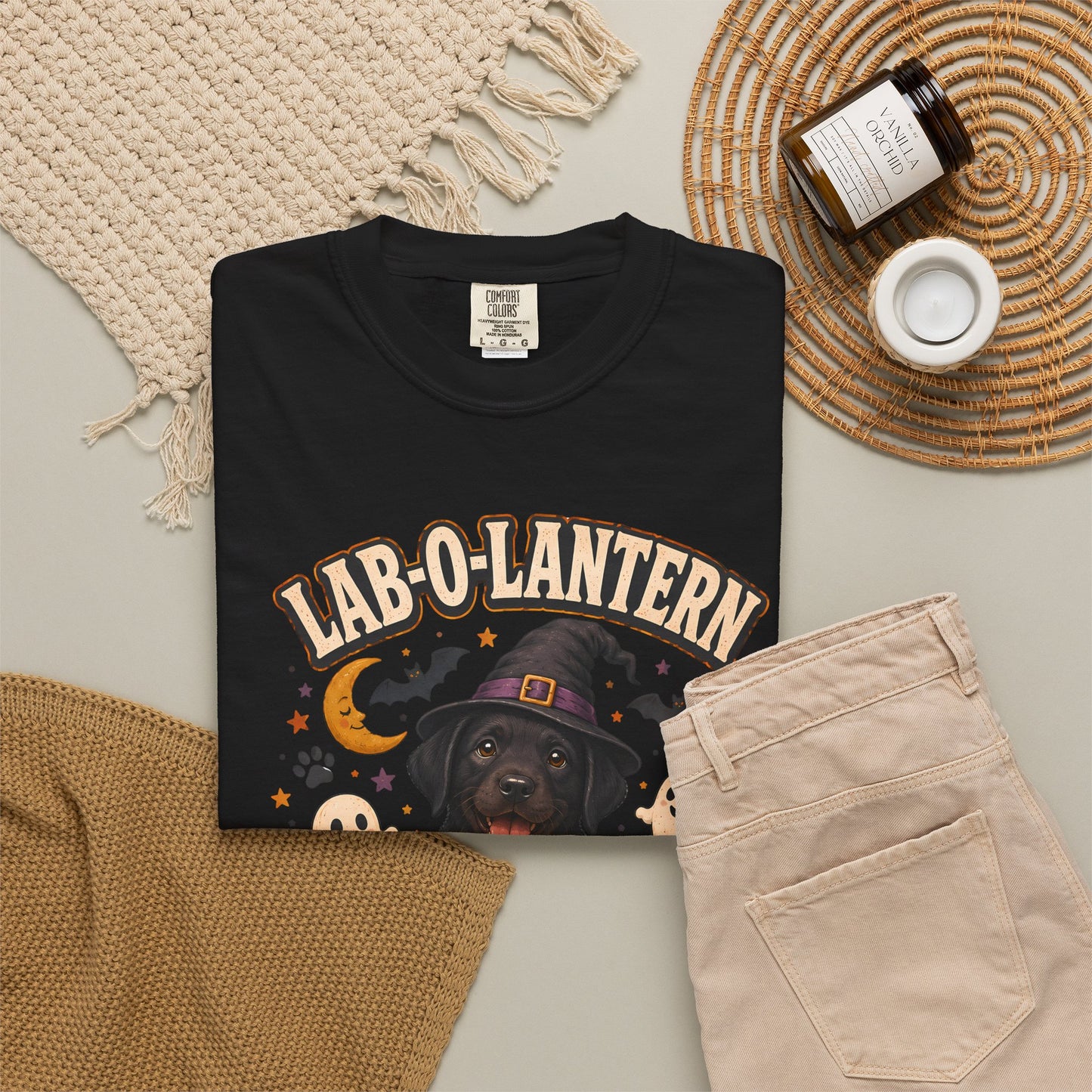 Lab-O-Lantern Season T-Shirt — Halloween Black Labrador Pumpkin Tee