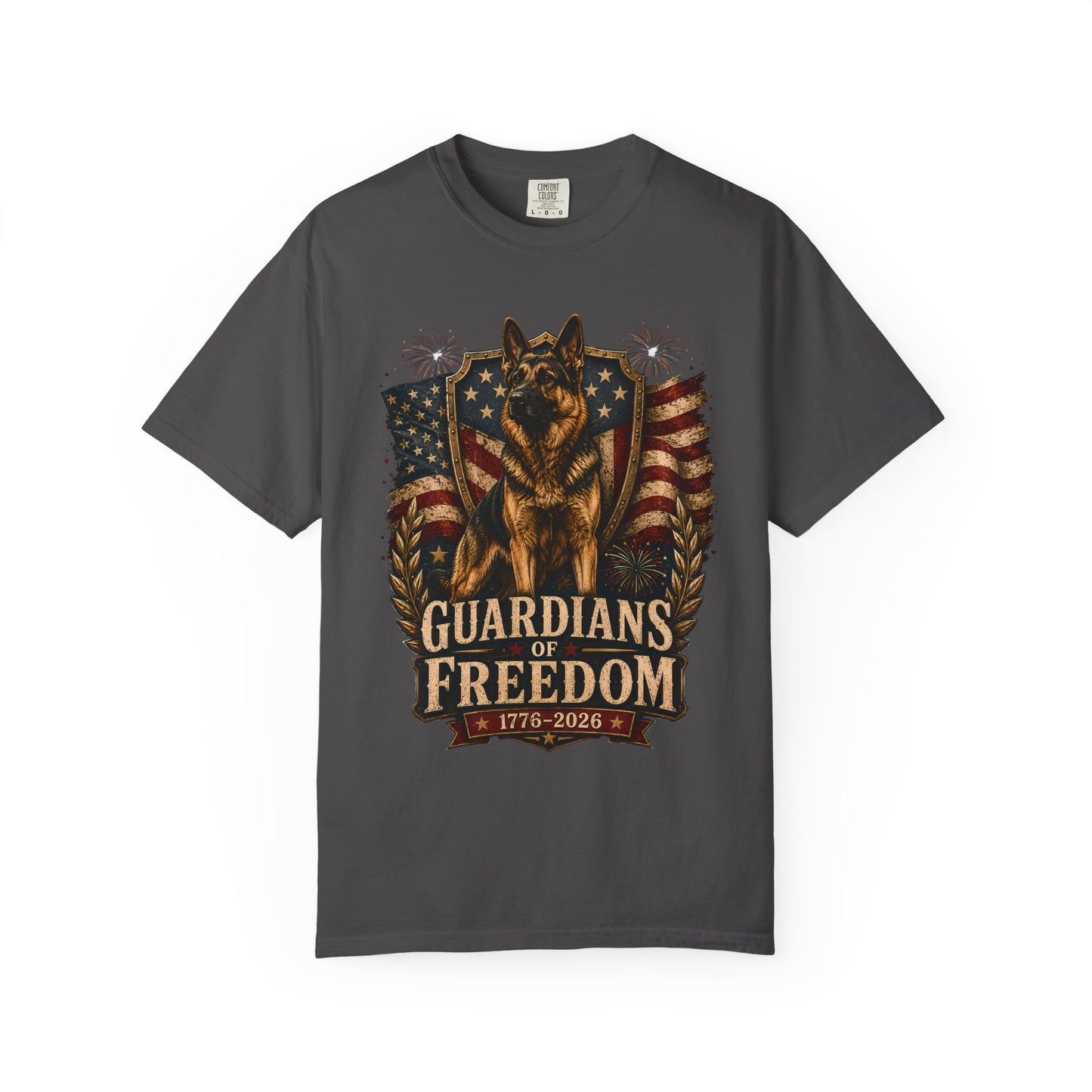 Guardians of Freedom K-9 T-Shirt — Patriotic American Flag Police Dog Tee