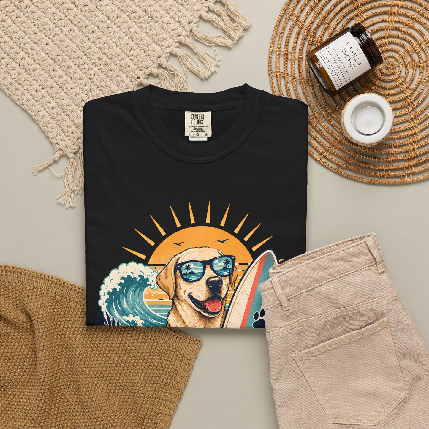 Labrador Beach Club T-Shirt — Surfing Dog Graphic Tee