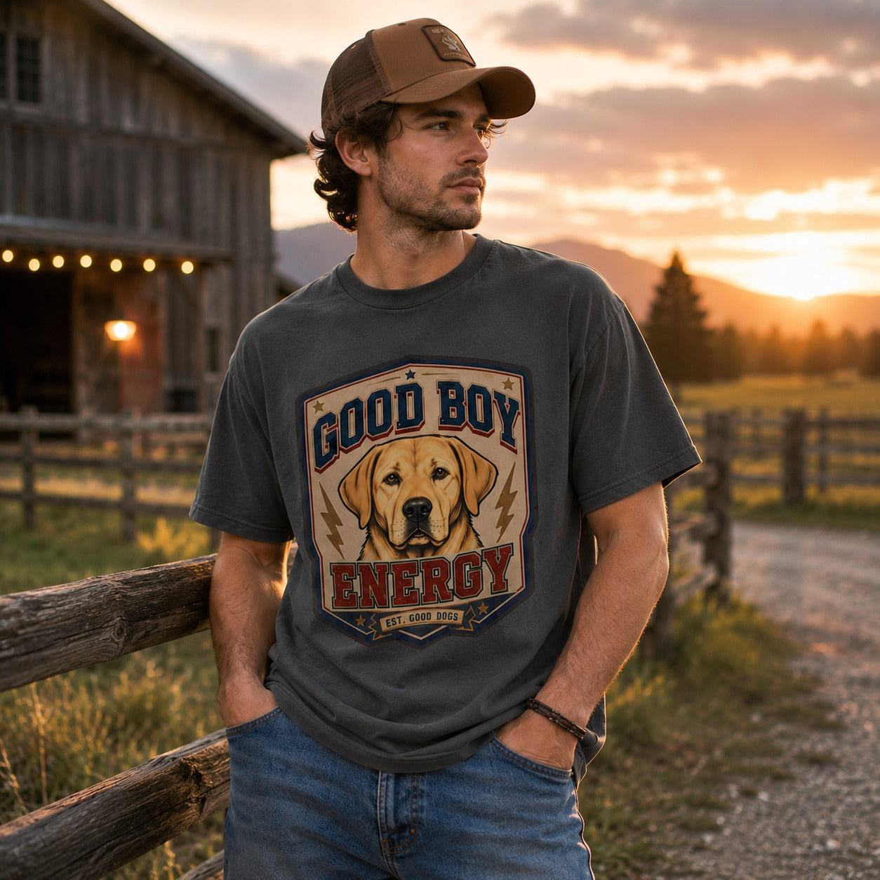 Good Boy Energy T-Shirt — Vintage Labrador Graphic Tee