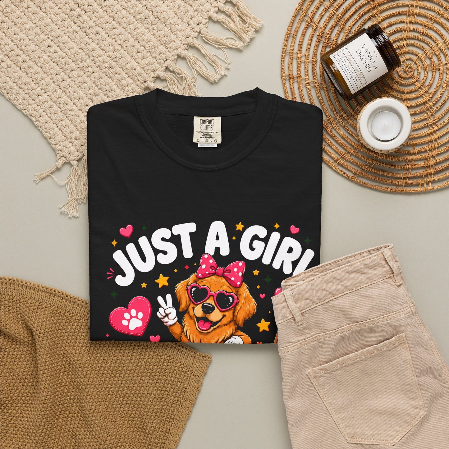 Just A Girl Golden Retrievers Unisex Garment-Dyed T-shirt