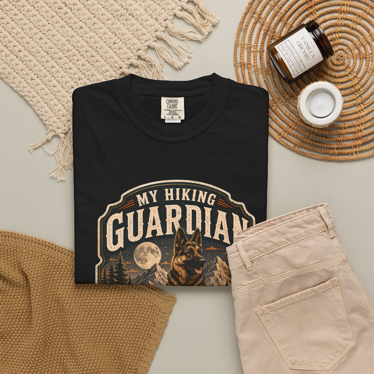 Hiking Dog T-Shirt — "My Hiking Guardian Has Four Paws" Outdoor Graphic Tee