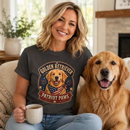 Golden Retriever Patriot Paws Graphite T-Shirt
