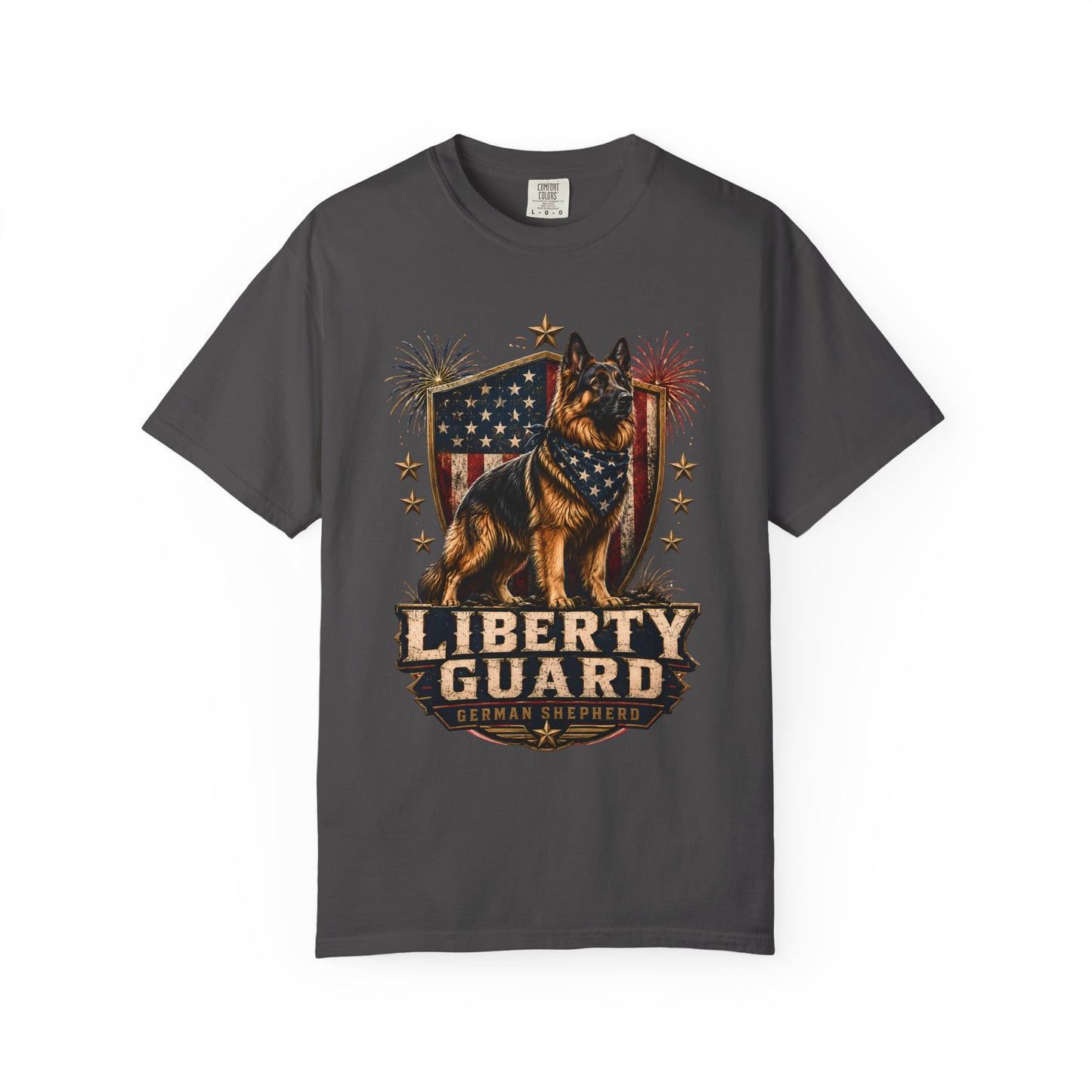 Liberty Guard German Shepherd T-Shirt — Patriotic American Flag Dog Tee