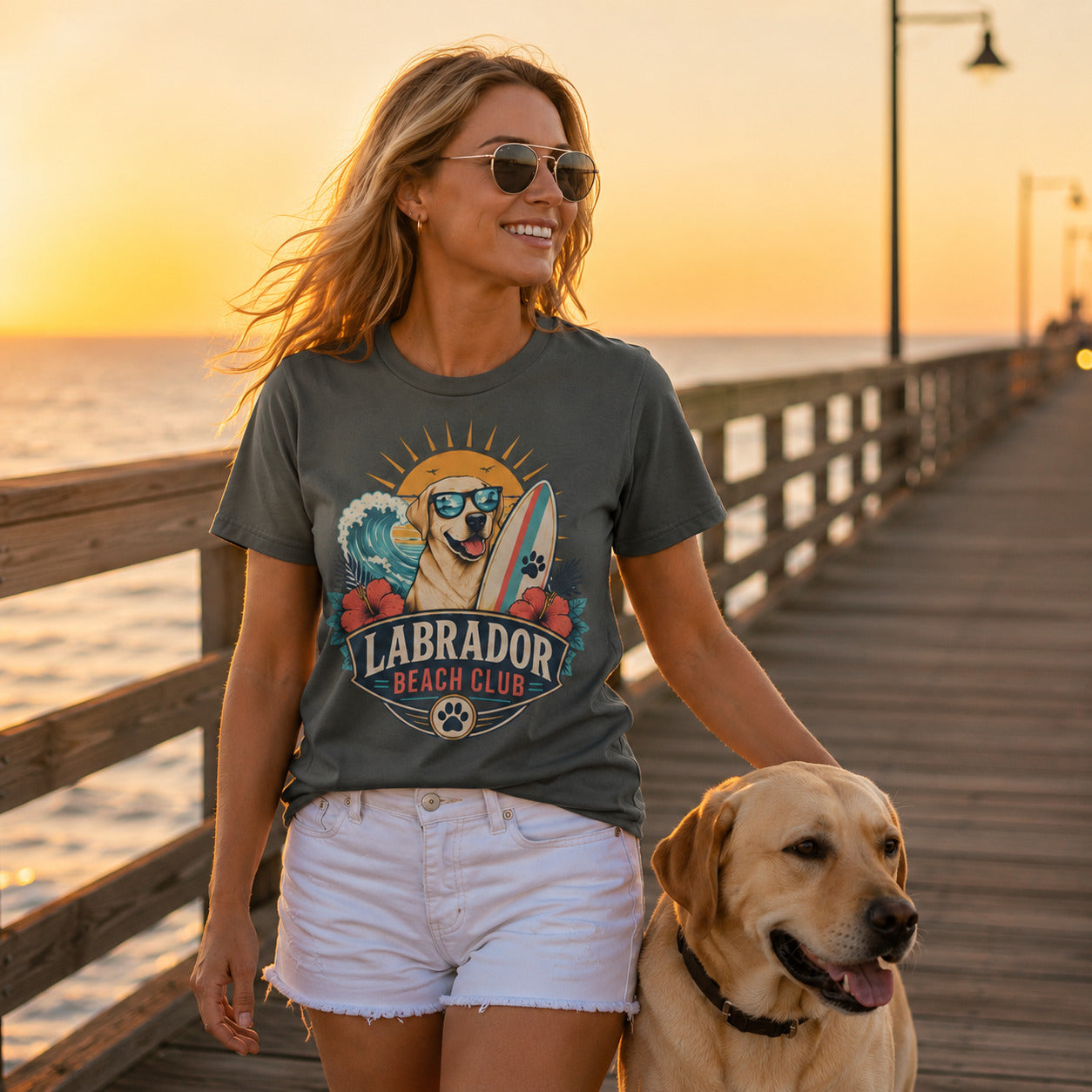 Labrador Beach Club T-Shirt — Surfing Dog Graphic Tee