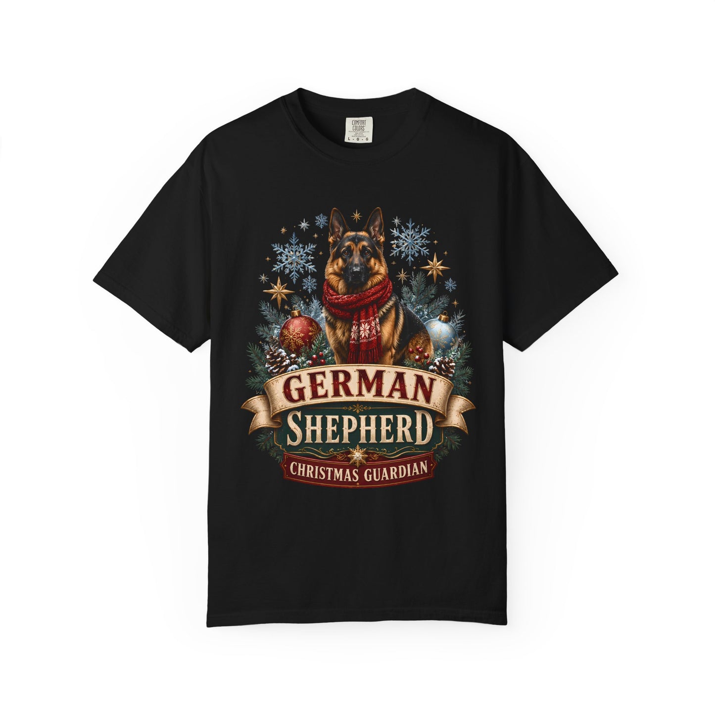 German Shepherd Christmas T-Shirt — "Christmas Guardian" Holiday Dog Lover Tee