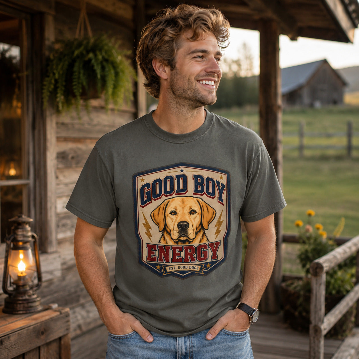 Good Boy Energy T-Shirt — Vintage Labrador Graphic Tee