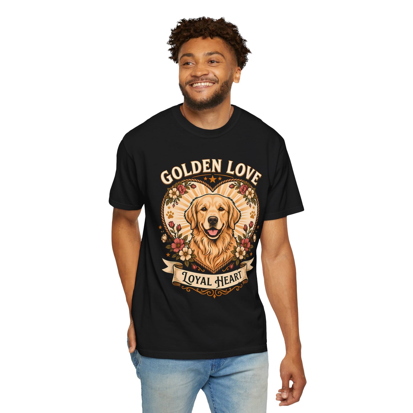 Golden Love Loyal Heart T-Shirt — Golden Retriever Dog Lover Tee
