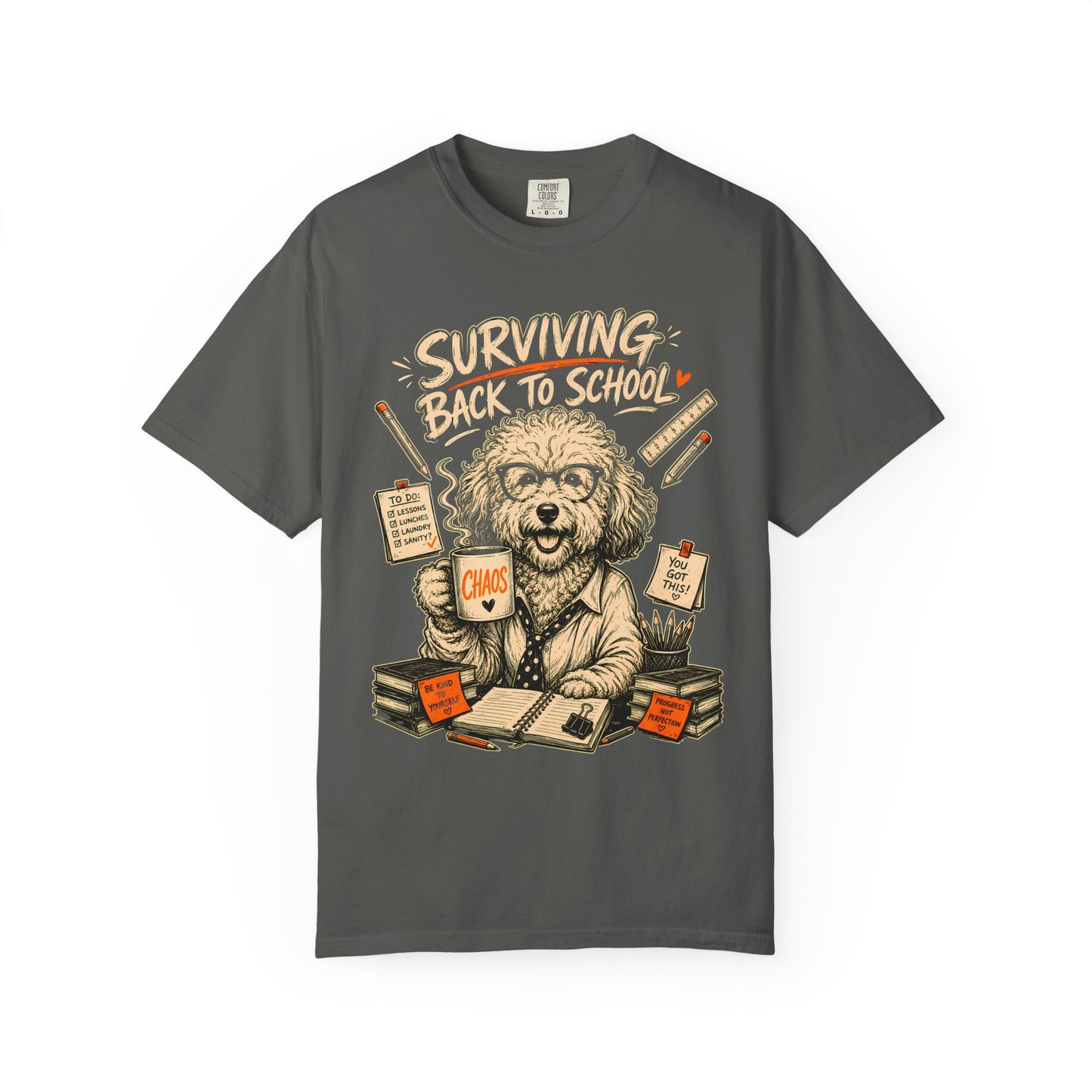 Surviving Back to School T-Shirt — Funny Teacher/Student Dog Design