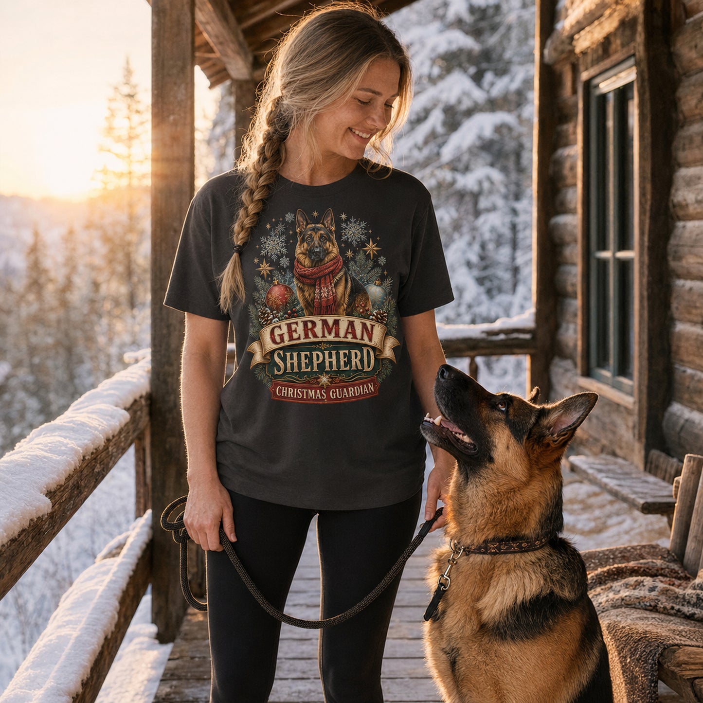 German Shepherd Christmas T-Shirt — "Christmas Guardian" Holiday Dog Lover Tee