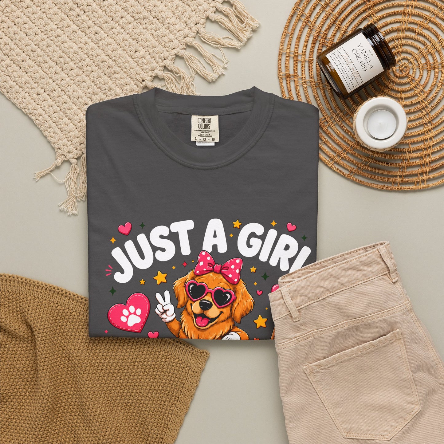 Just A Girl Golden Retrievers Unisex Garment-Dyed T-shirt