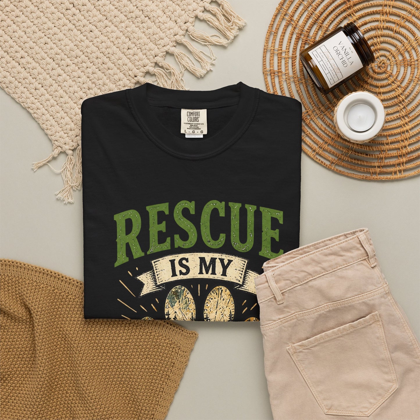 Rescue Is My Favorite Breed Unisex Dog Paw Garment-Dyed T-shirt