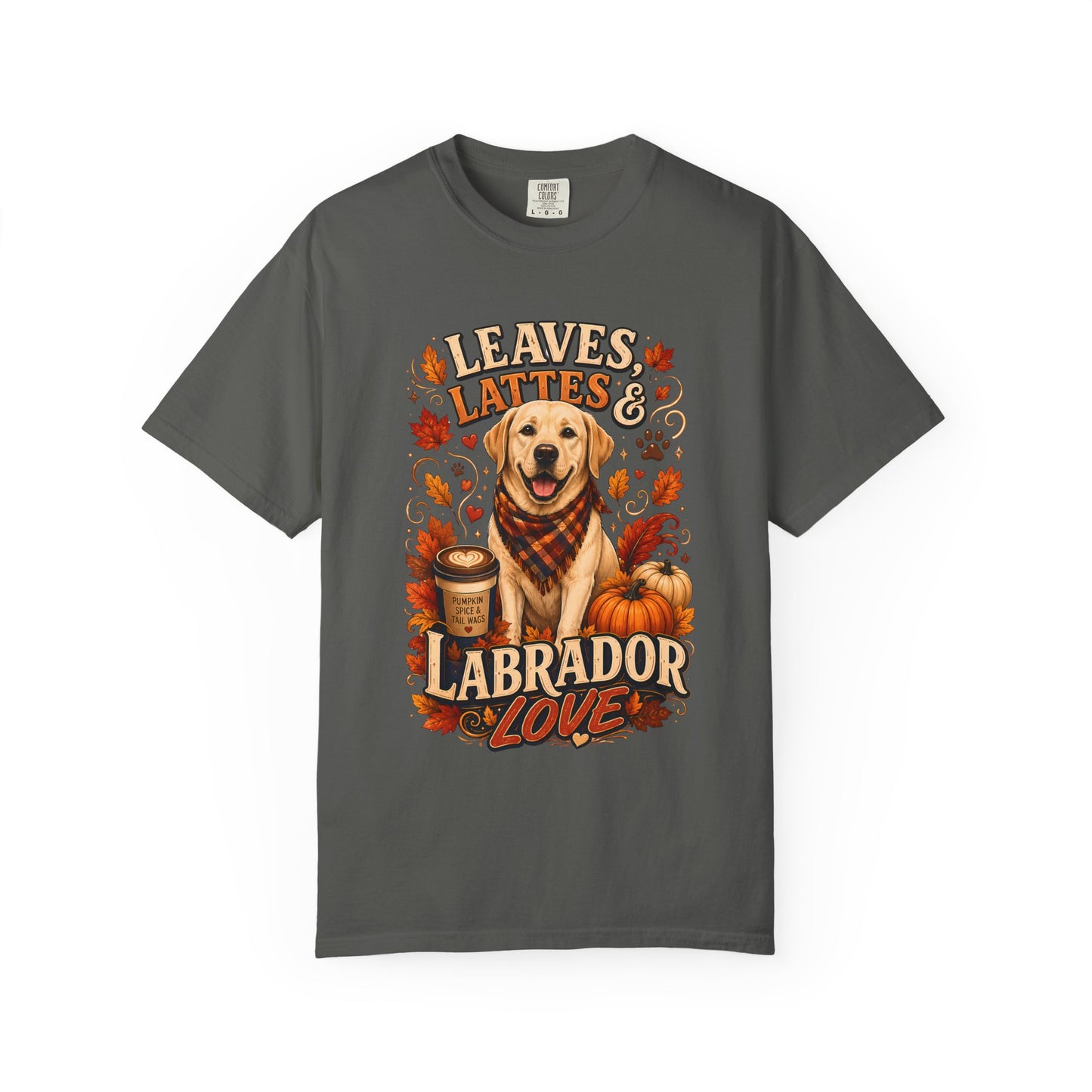 Labrador Love Fall T-Shirt – "Leaves, Lattes & Labrador Love" Cozy Autumn Dog Tee