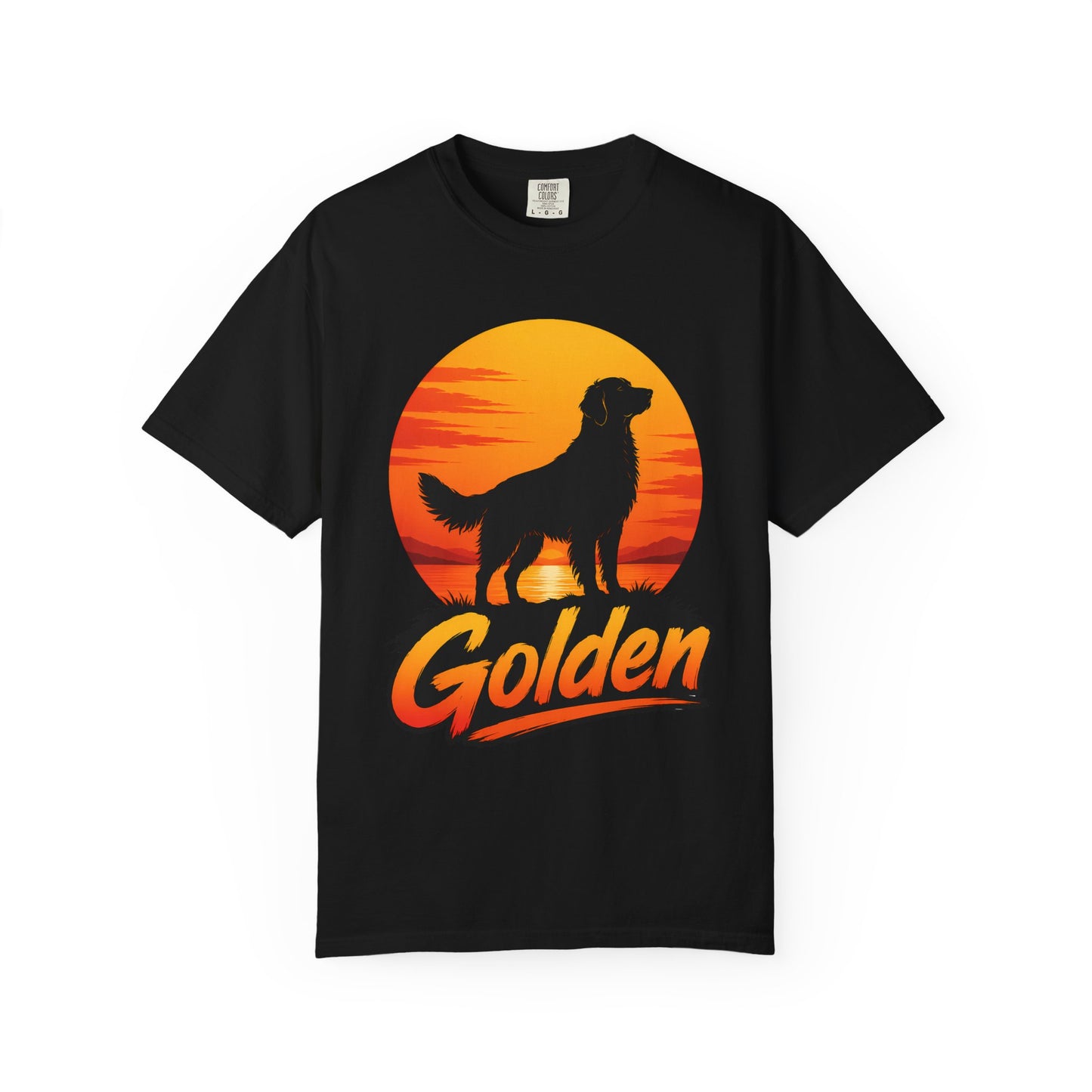 Golden Retriever Sunset T-Shirt — Retro Dog Silhouette Tee