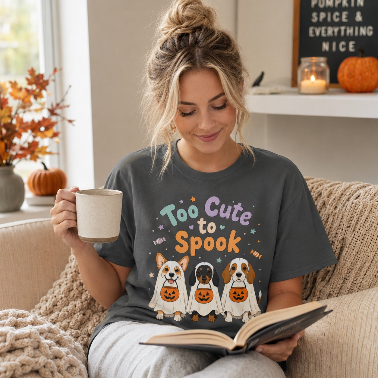 Too Cute to Spook Halloween T-Shirt | Funny Ghost Pup Dog Tee | Pet Print Lab