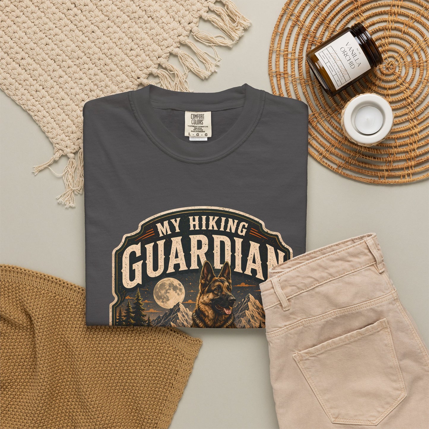 Hiking Dog T-Shirt — "My Hiking Guardian Has Four Paws" Outdoor Graphic Tee