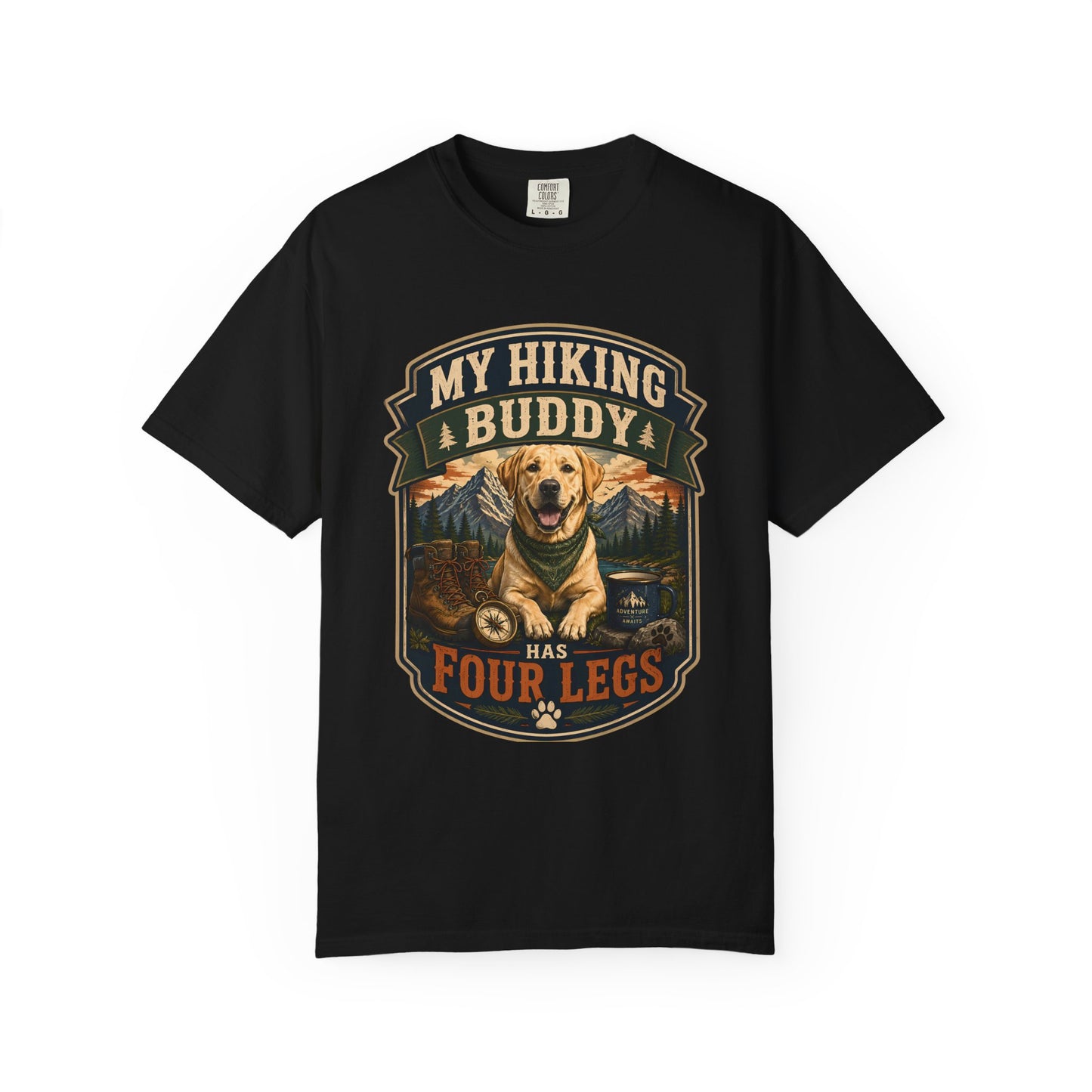 Hiking Dog T-Shirt — "My Hiking Buddy Has Four Legs" Graphic Tee