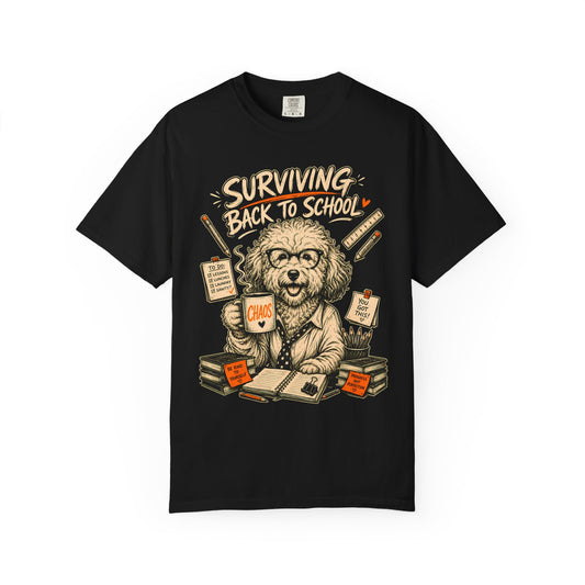 Surviving Back to School T-Shirt — Funny Teacher/Student Dog Design