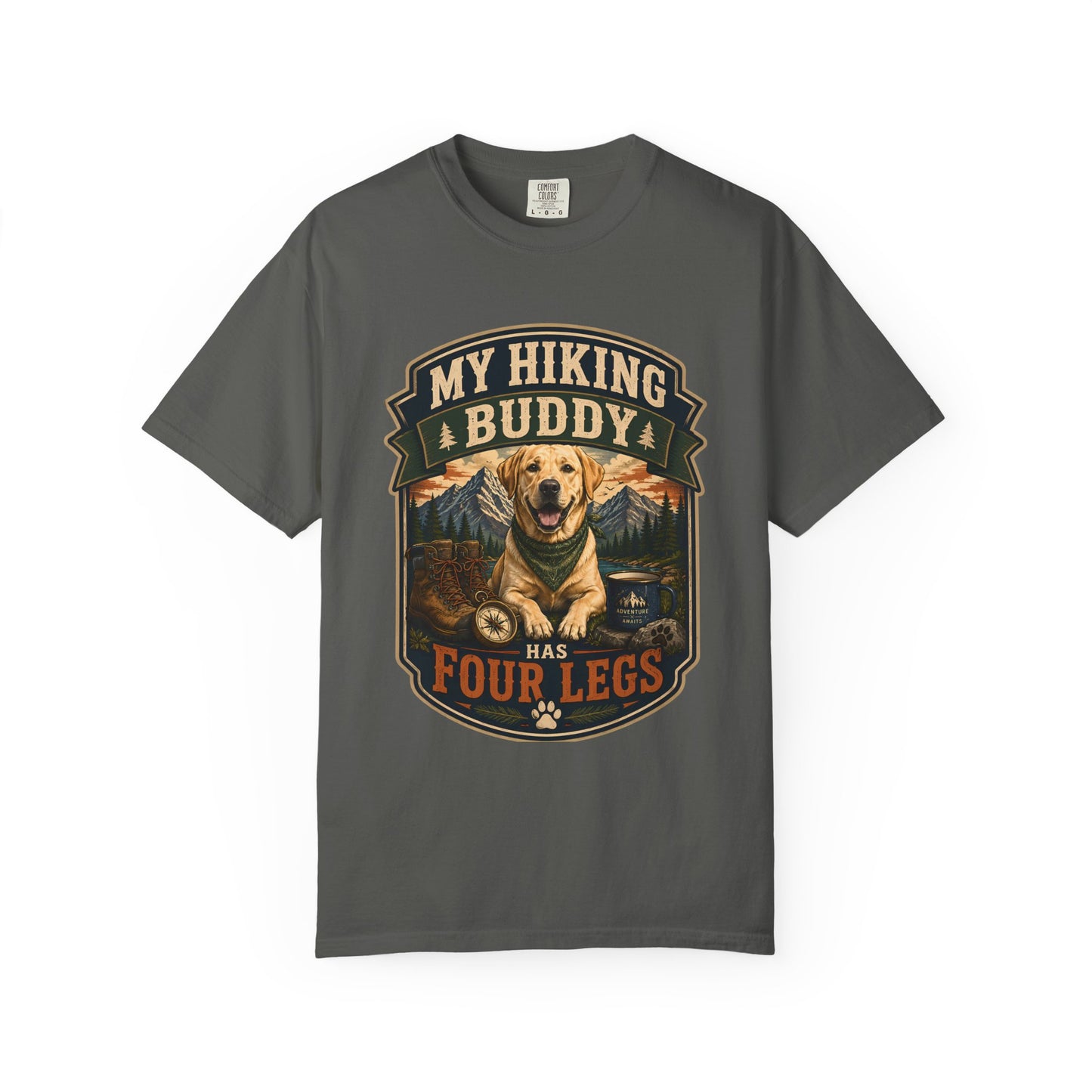 Hiking Dog T-Shirt — "My Hiking Buddy Has Four Legs" Graphic Tee