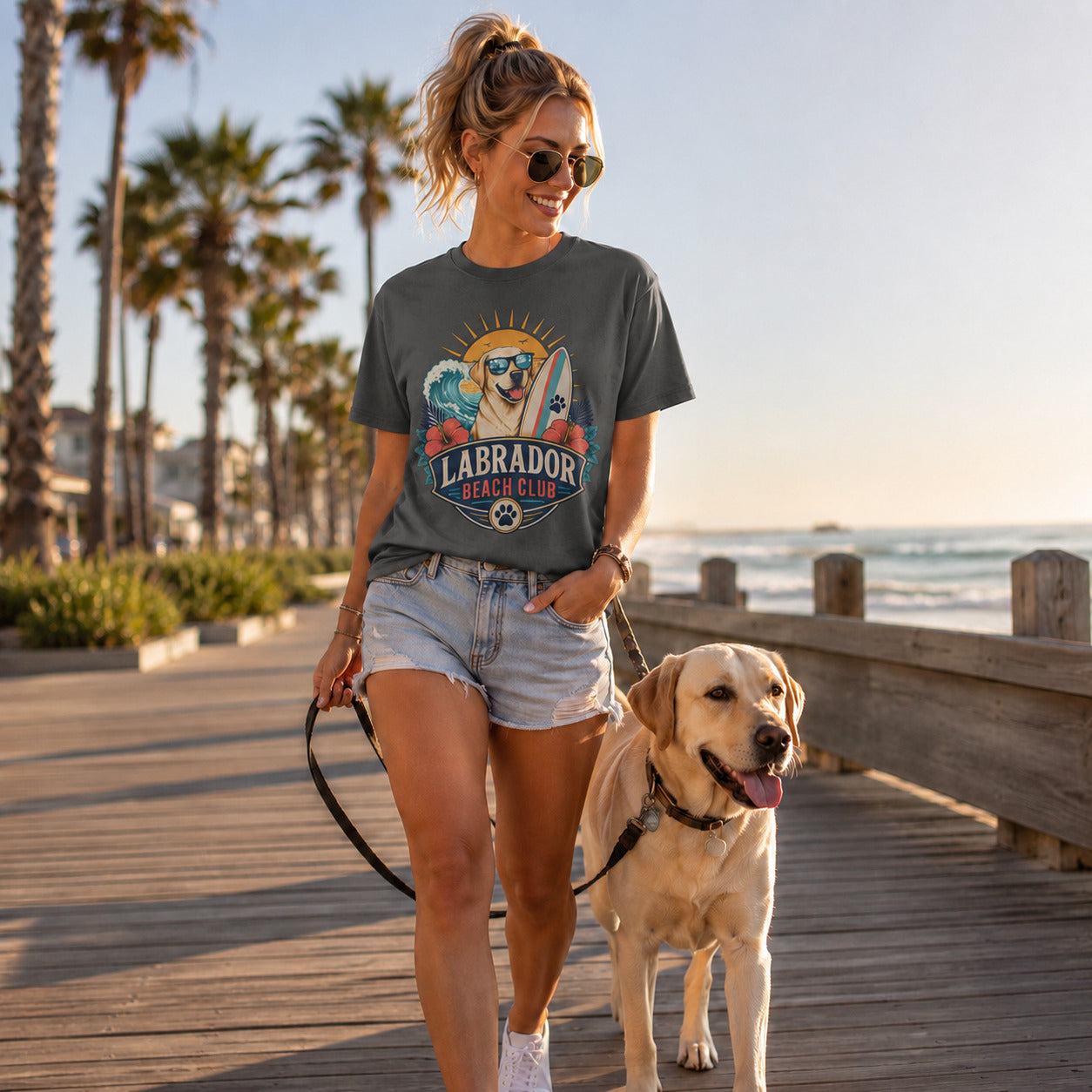 Labrador Beach Club T-Shirt — Surfing Dog Graphic Tee