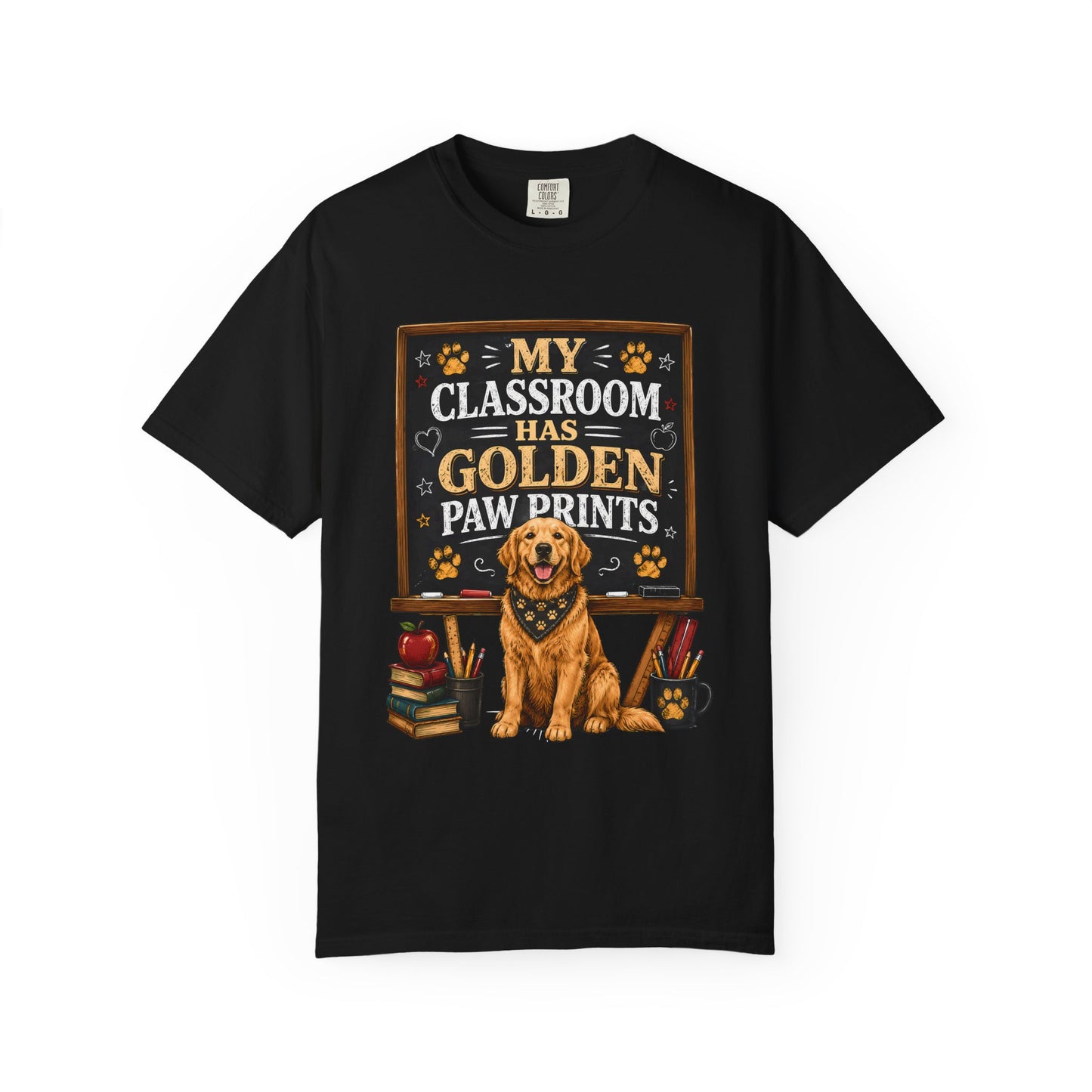 Teacher T‑Shirt - "My Classroom Has Golden Paw Prints" Golden Retriever School Tee