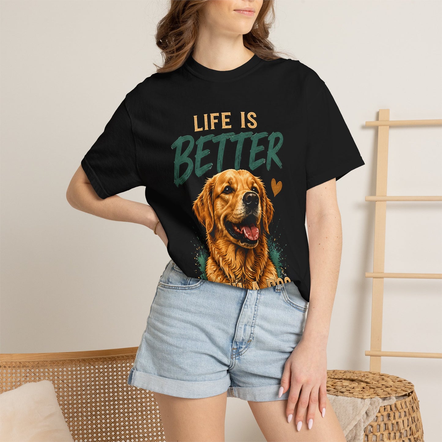 Life Is Better With A Dog - Golden Retriever - Unisex Garment-Dyed T-shirt