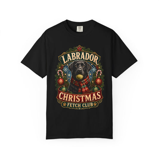 Labrador Christmas T-Shirt — "Fetch Club" Holiday Dog Tee
