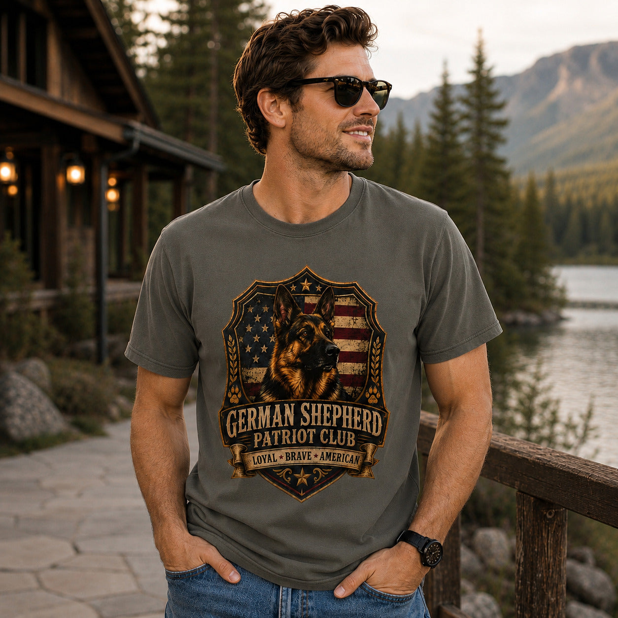 German Shepherd Patriot Club T-Shirt — Loyal Brave American Tee