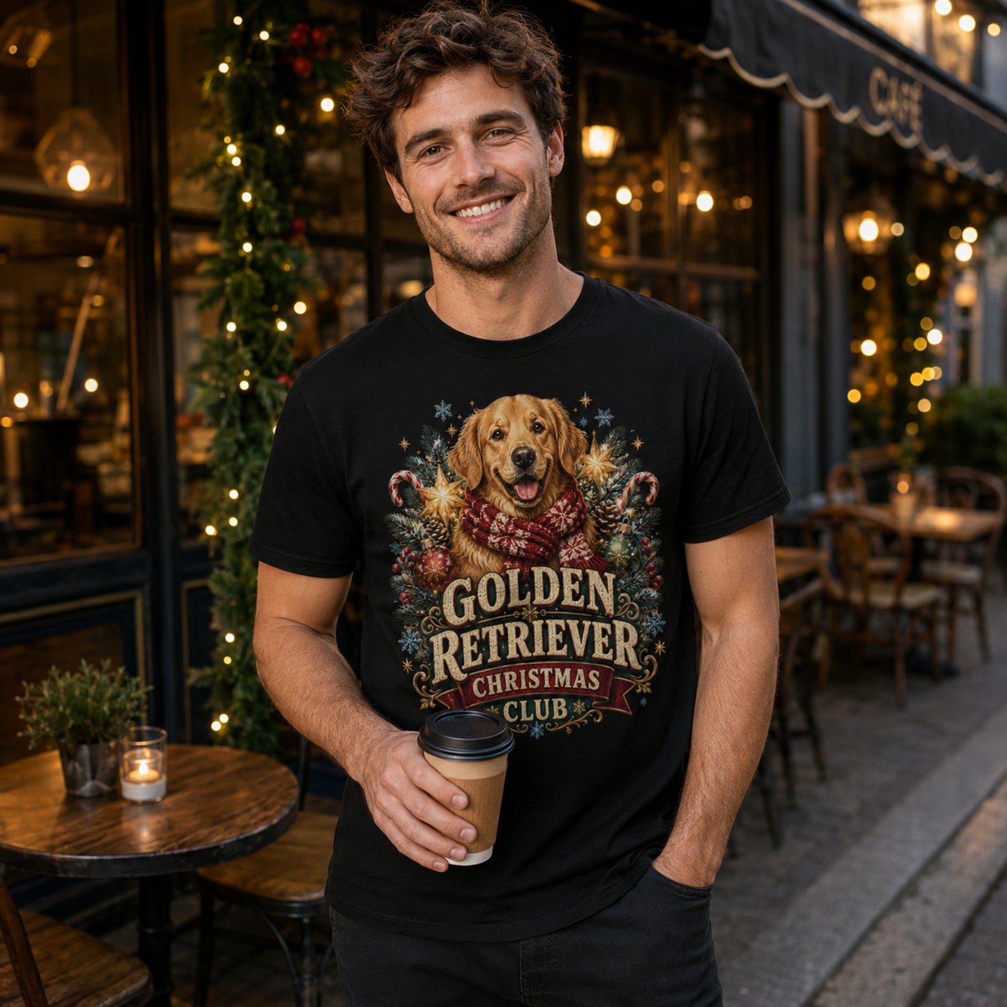 Golden Retriever Christmas T-Shirt — "Golden Retriever Christmas Club" Holiday Tee