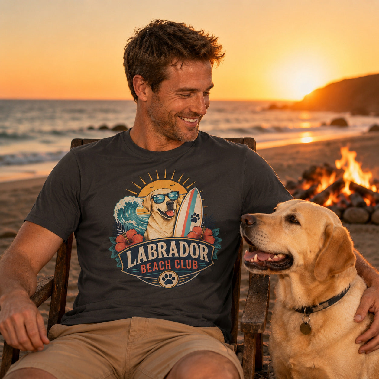 Labrador Beach Club T-Shirt — Surfing Dog Graphic Tee