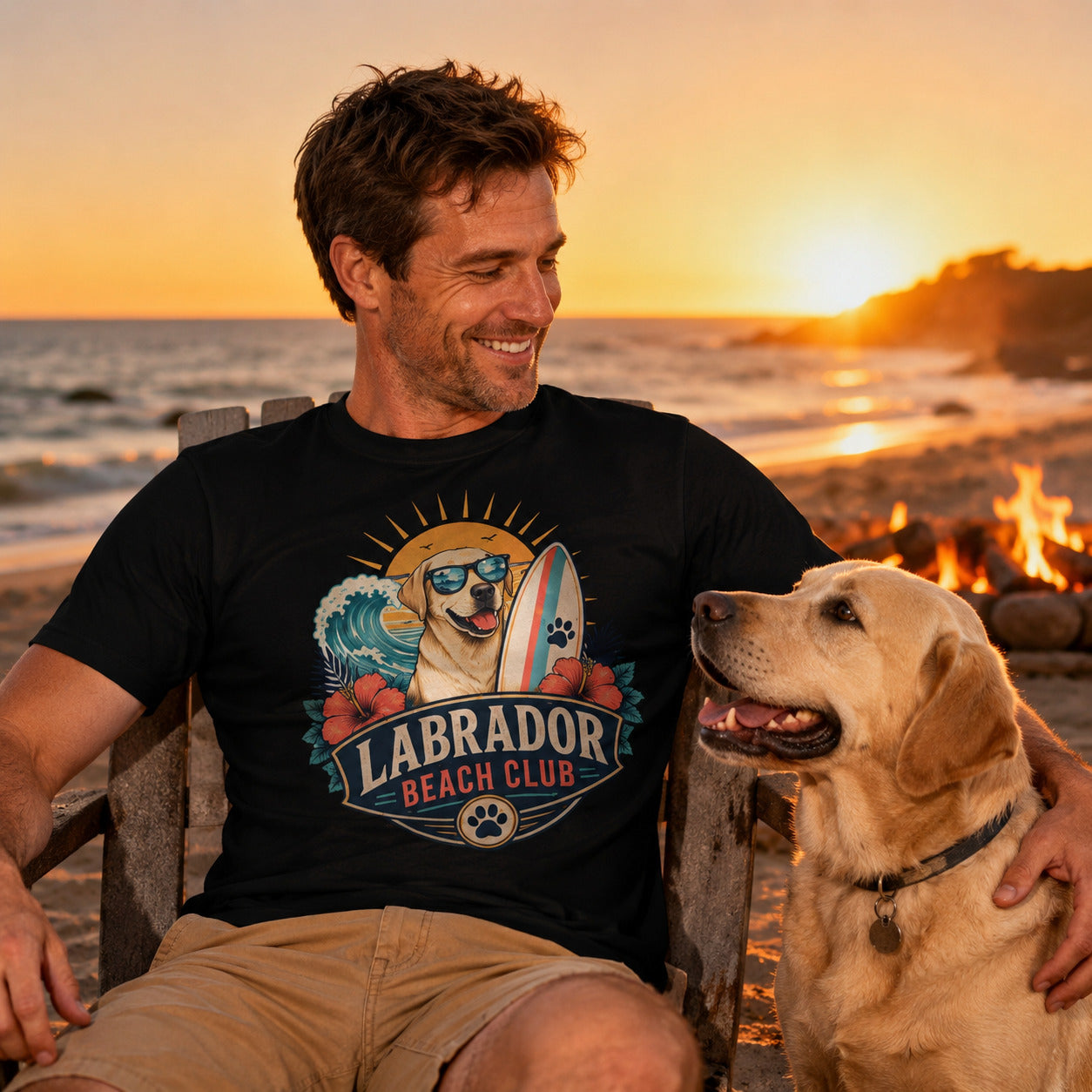 Labrador Beach Club T-Shirt — Surfing Dog Graphic Tee