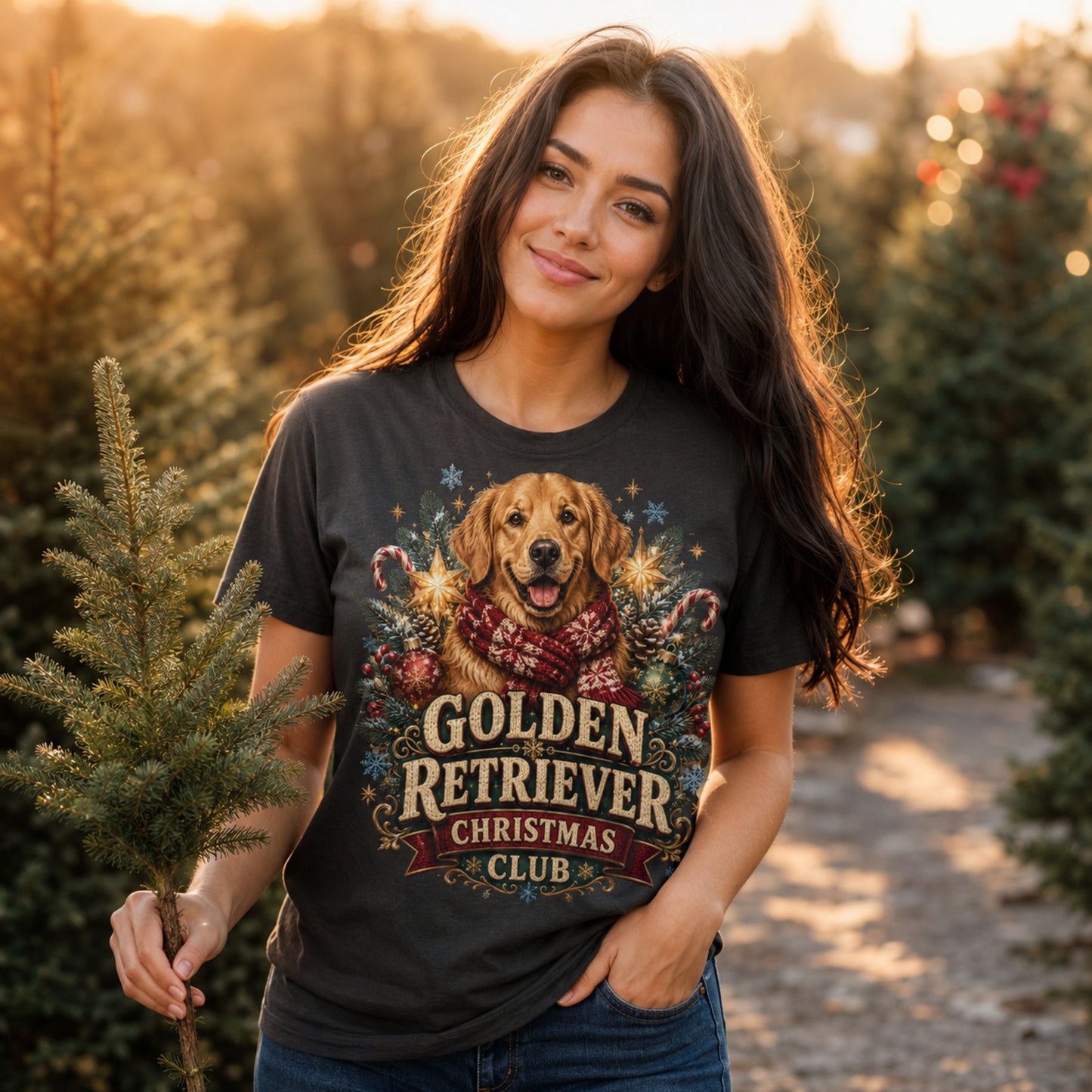 Golden Retriever Christmas T-Shirt — "Golden Retriever Christmas Club" Holiday Tee