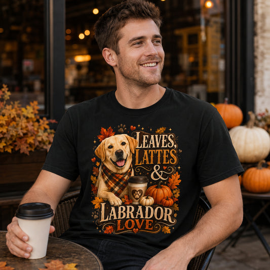 Labrador Fall T-Shirt - "Leaves, Lattes & Labrador Love" Autumn Dog Tee