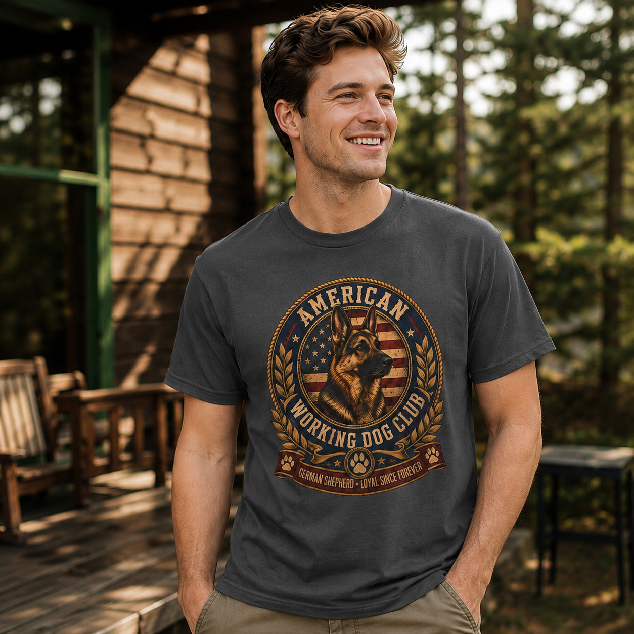 American Working Dog Club T-Shirt — German Shepherd Patriotic Crew Tee