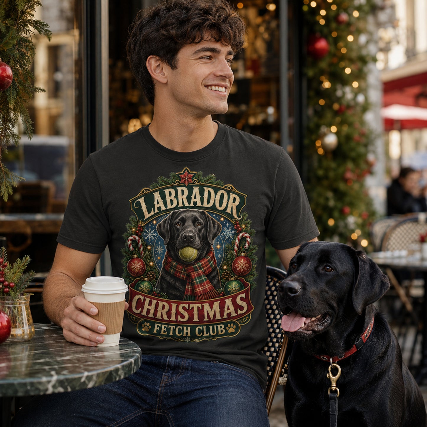 Labrador Christmas T-Shirt — "Fetch Club" Holiday Dog Tee