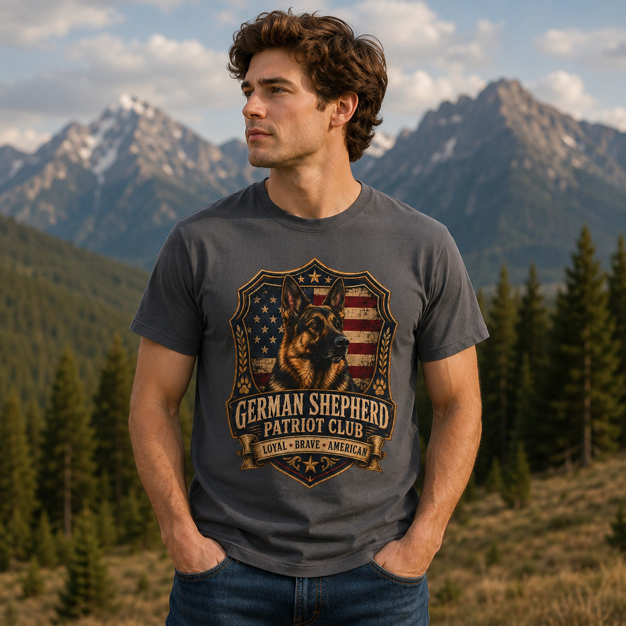 German Shepherd Patriot Club T-Shirt — Loyal Brave American Tee