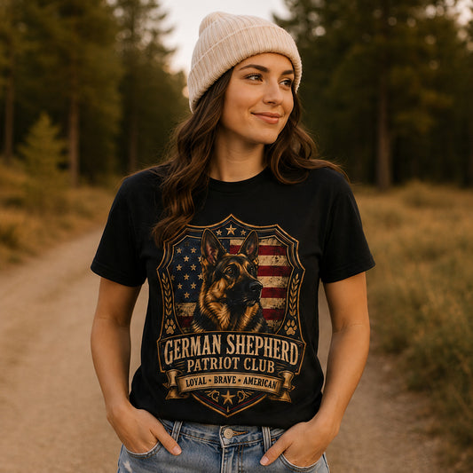 German Shepherd Patriot Club T-Shirt — Loyal Brave American Tee