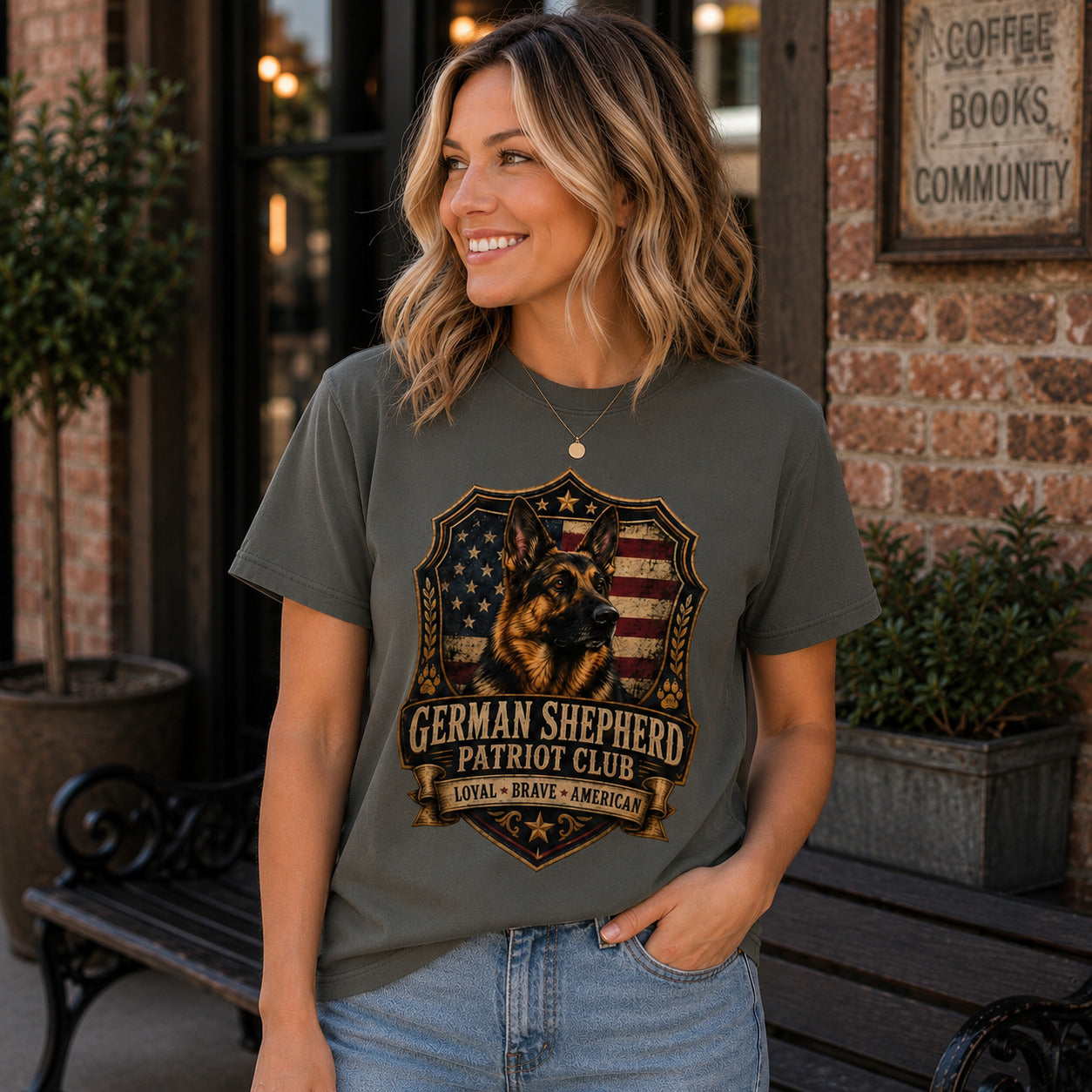 German Shepherd Patriot Club T-Shirt — Loyal Brave American Tee