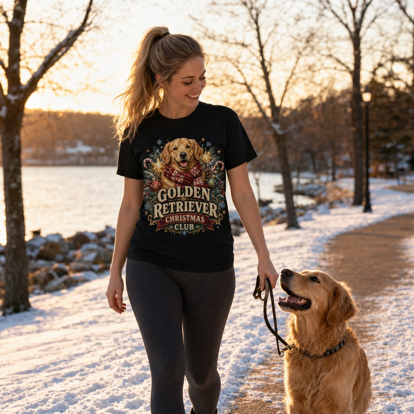 Golden Retriever Christmas T-Shirt — "Golden Retriever Christmas Club" Holiday Tee