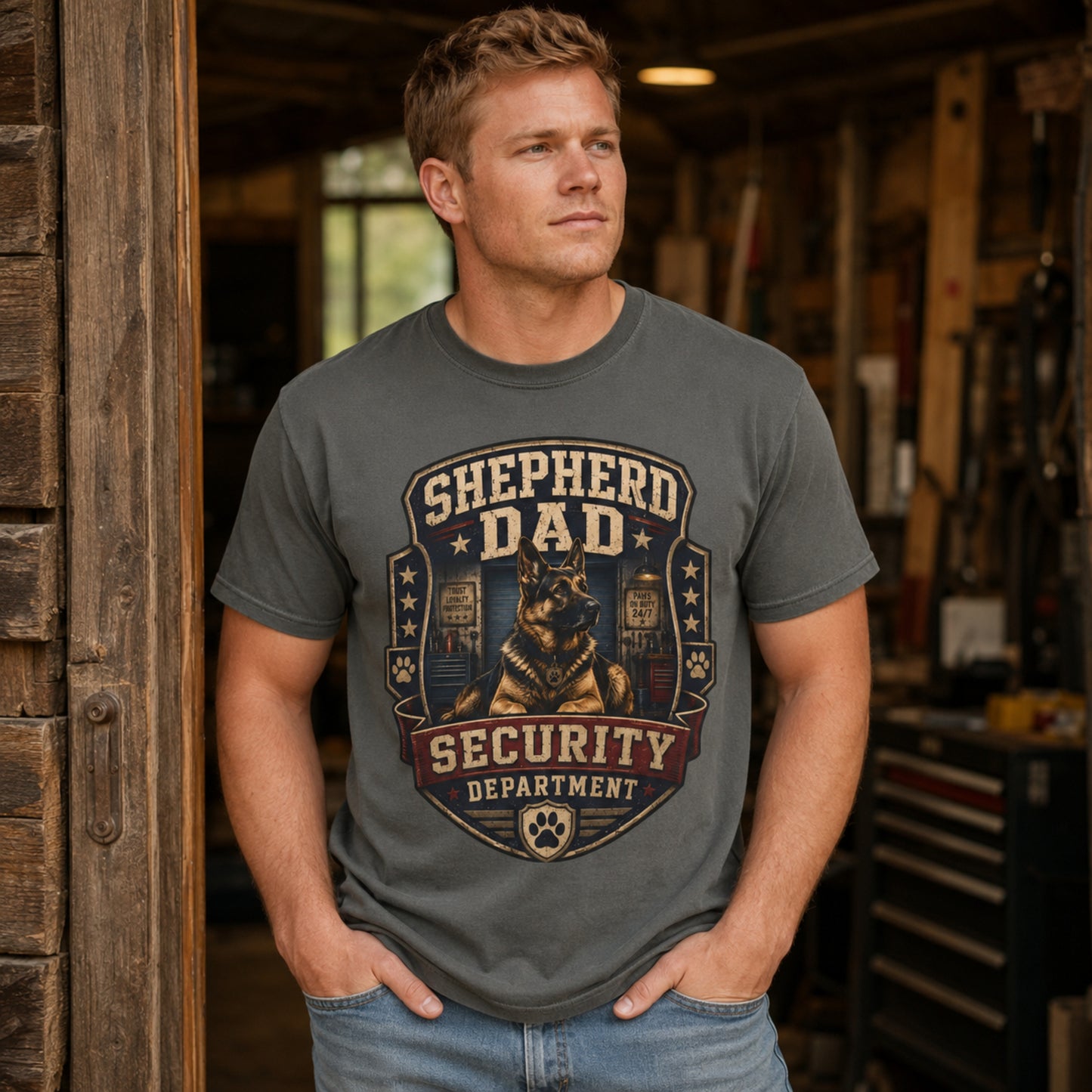 German Shepherd Dad Security Department T-Shirt | Funny Dog Tee | Pet Print Lab