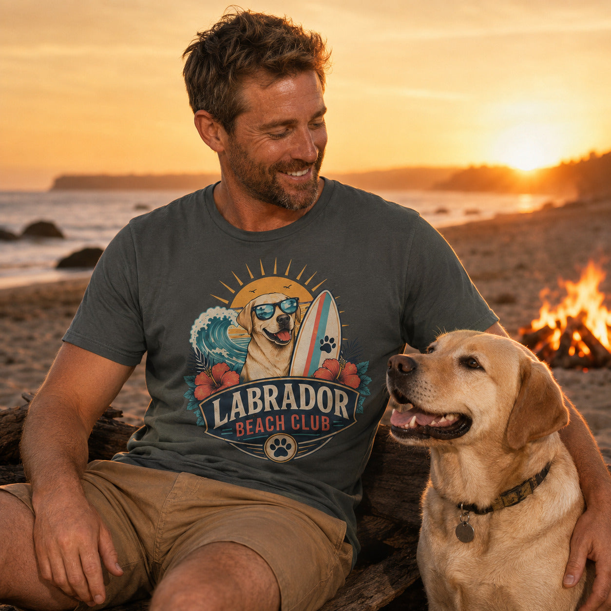 Labrador Beach Club T-Shirt — Surfing Dog Graphic Tee
