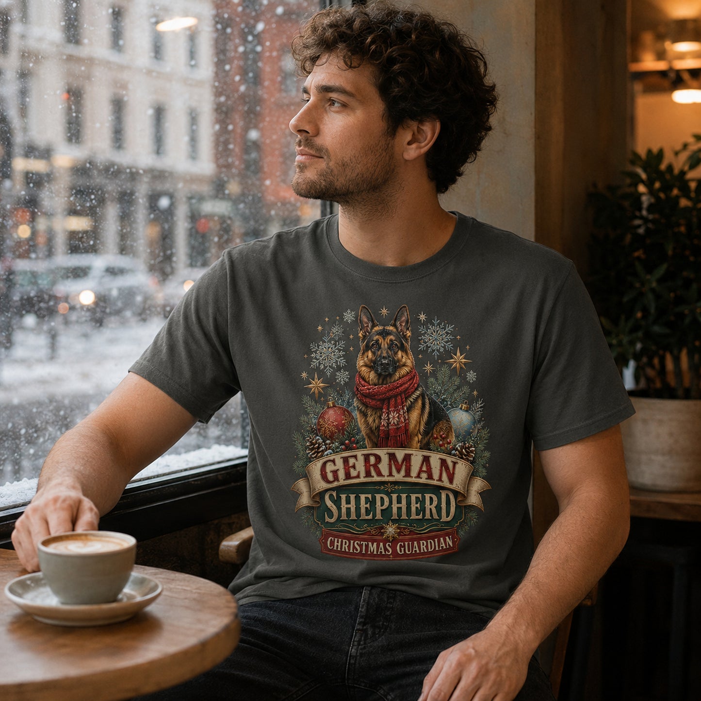 German Shepherd Christmas T-Shirt — "Christmas Guardian" Holiday Dog Lover Tee