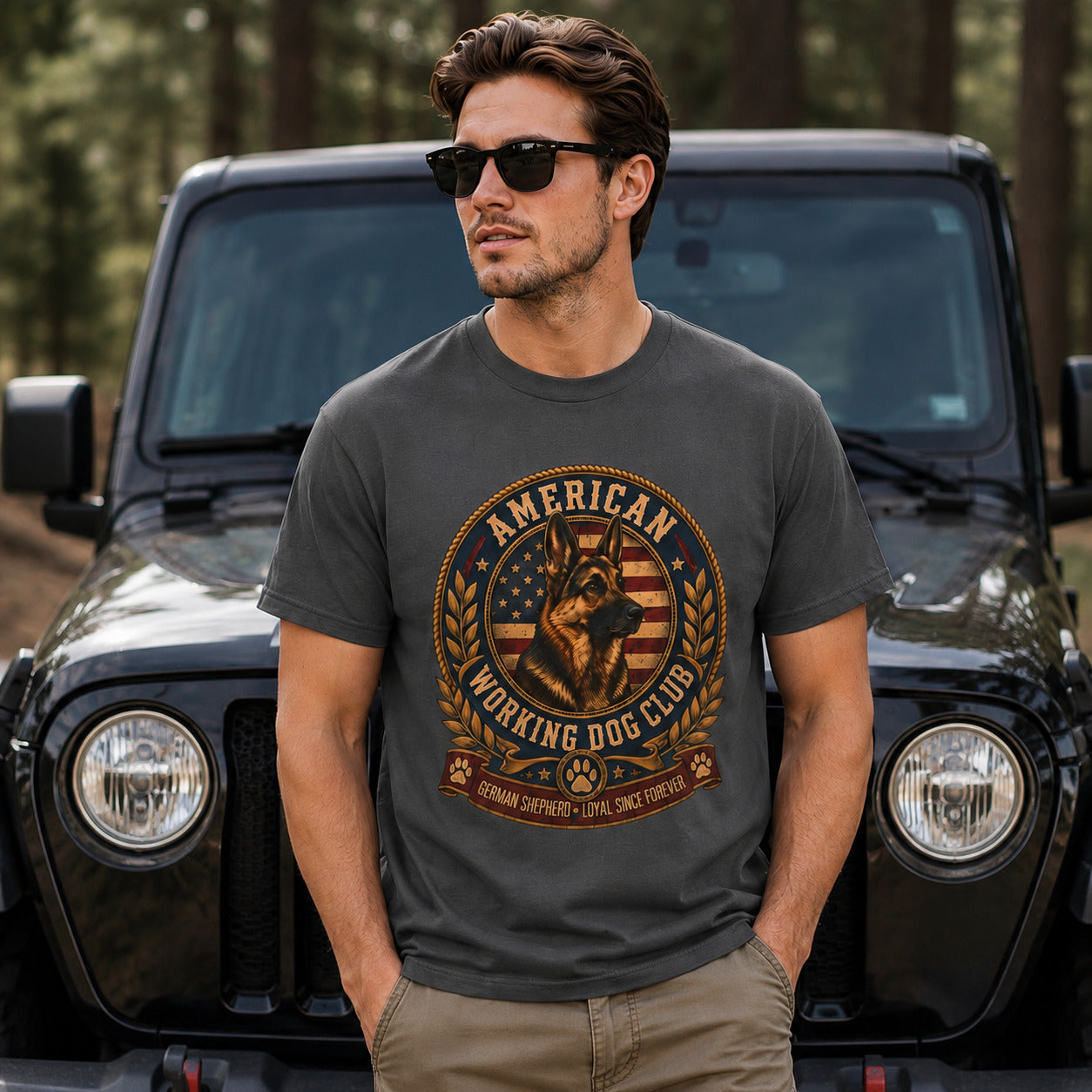 American Working Dog Club T-Shirt — German Shepherd Patriotic Crew Tee